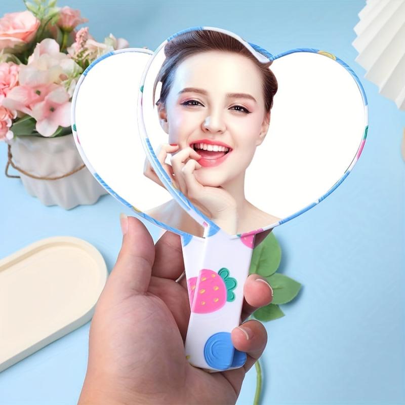 Strawberry Floral Hand Mirror Portable Makeup Mirror for Women Girls Travel