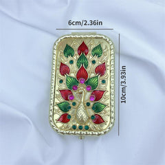 Vintage Peacock Vanity Mirror Compact Cosmetic Mirror with Magnifying Glass