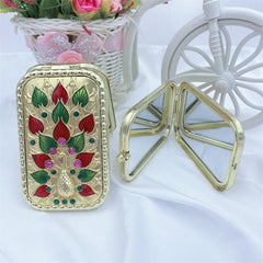 Vintage Peacock Vanity Mirror Compact Cosmetic Mirror with Magnifying Glass