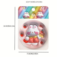 Cartoon Rabbit Sticker Makeup Mirror Portable Round Mirror
