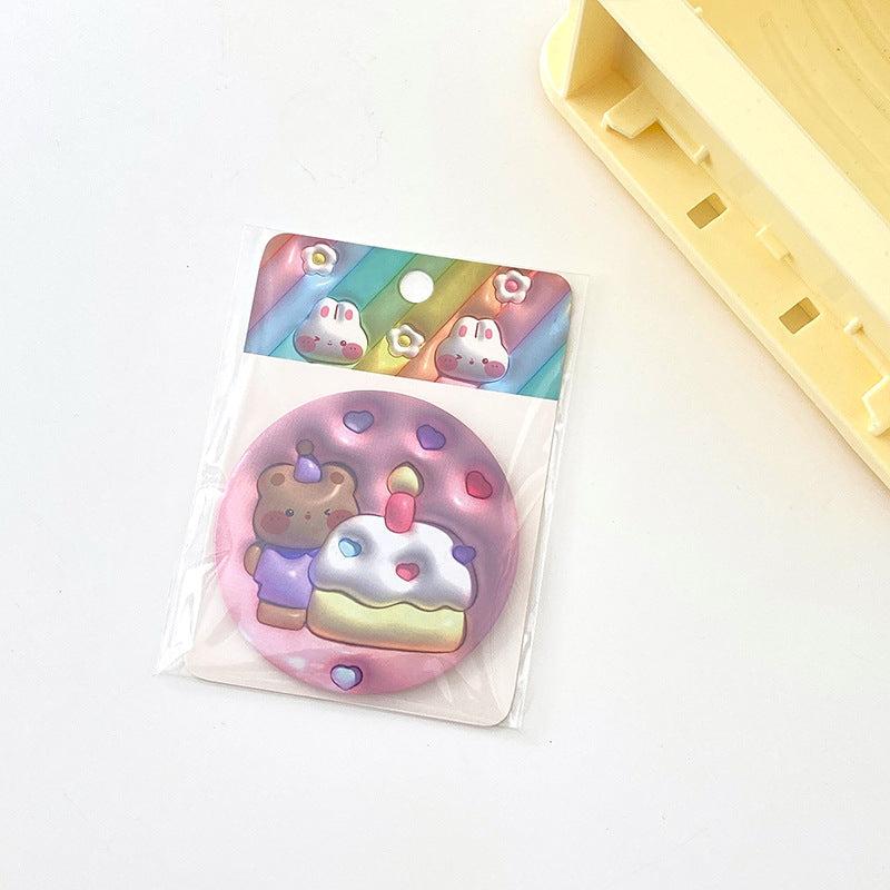 Cartoon Rabbit Sticker Makeup Mirror Portable Round Mirror