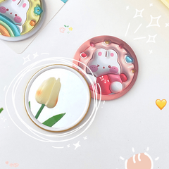 Cartoon Rabbit Sticker Makeup Mirror Portable Round Mirror