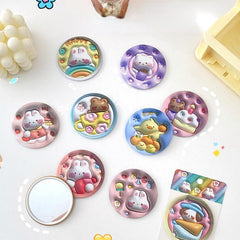 Cartoon Rabbit Sticker Makeup Mirror Portable Round Mirror