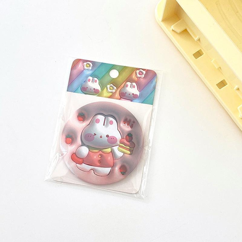 Cartoon Rabbit Sticker Makeup Mirror Portable Round Mirror