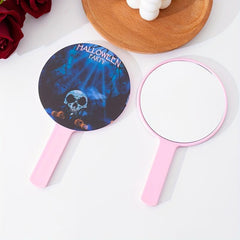 Skull & Pumpkin Print Hand Mirror Portable Makeup Vanity Mirror