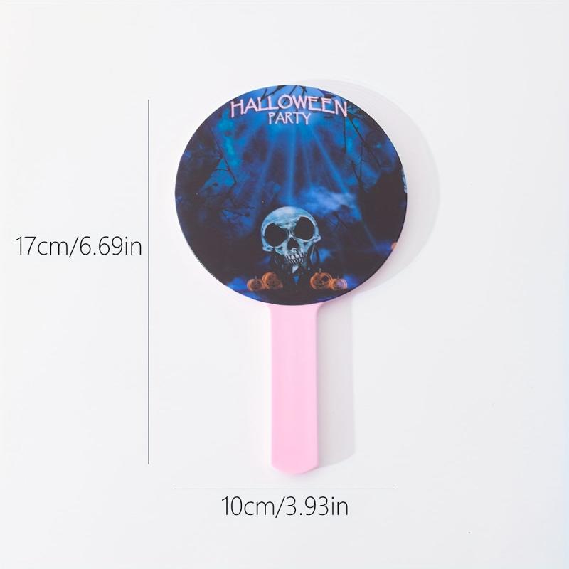 Skull & Pumpkin Print Hand Mirror Portable Makeup Vanity Mirror