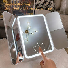 Portable LED Makeup Mirror 2X3X Magnification Touch Control Dual Power Supply