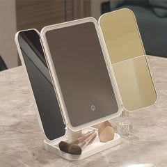 Portable LED Makeup Mirror 2X3X Magnification Touch Control Dual Power Supply
