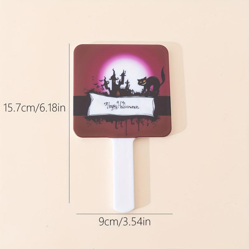 Cat & Castle Pattern Hand Mirror for Skincare & Makeup