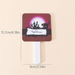 Cat & Castle Pattern Hand Mirror for Skincare & Makeup
