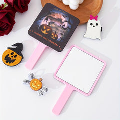 Pumpkin & Bat Print Hand Mirror Beauty Mirror Girls Women Halloween Gift