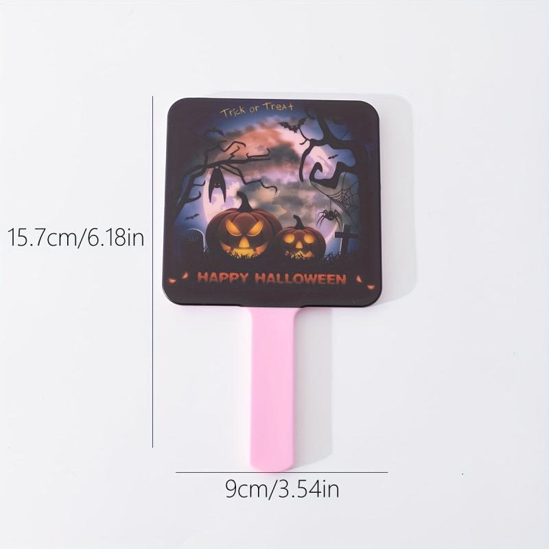 Pumpkin & Bat Print Hand Mirror Beauty Mirror Girls Women Halloween Gift