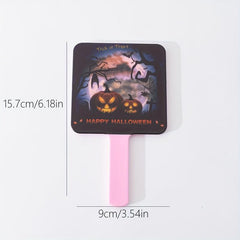 Pumpkin & Bat Print Hand Mirror Beauty Mirror Girls Women Halloween Gift