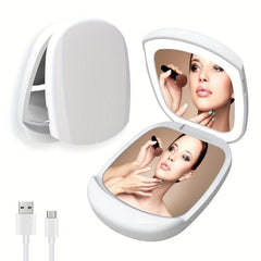 LED Travel Makeup Mirror Compact Square Lighted Vanity Mirror