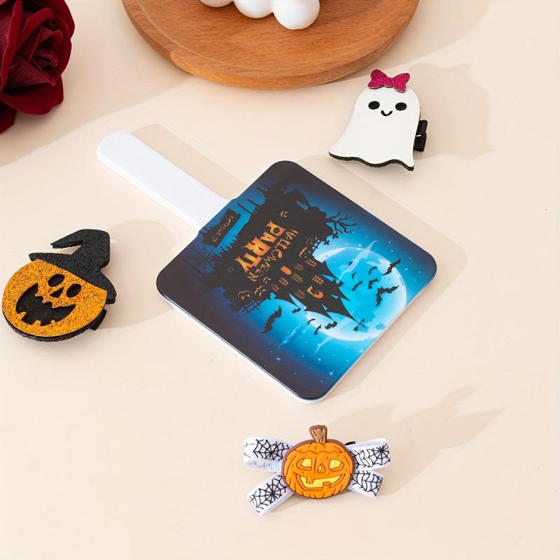 Castle & Bats Print Hand Mirror - Portable Makeup Vanity Mirror