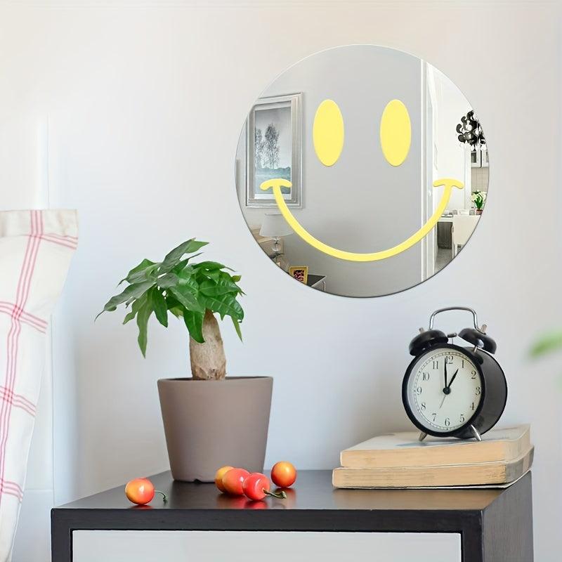 Acrylic Smiling Face Mirror Self Adhesive Wall Sticker for Girls Room Decor