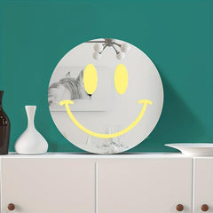 Acrylic Smiling Face Mirror Self Adhesive Wall Sticker for Girls Room Decor