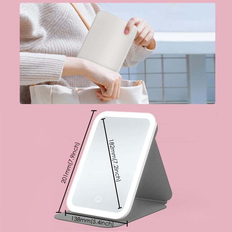 KLC Rechargeable Travel Makeup Mirror With Light 90 Rotatable Portable Vanity