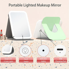 KLC Rechargeable Travel Makeup Mirror With Light 90 Rotatable Portable Vanity