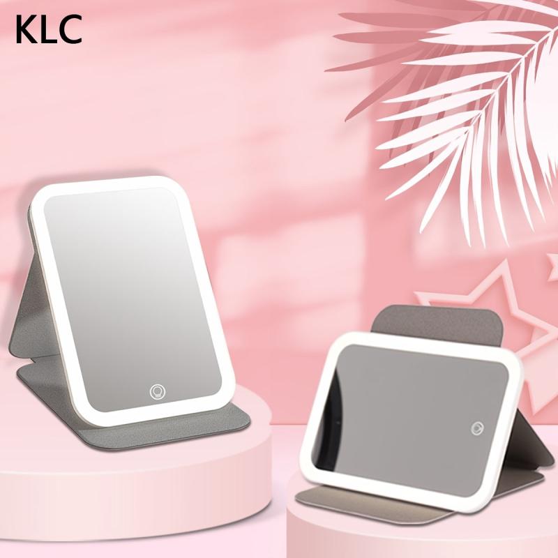 KLC Rechargeable Travel Makeup Mirror With Light 90 Rotatable Portable Vanity