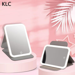 KLC Rechargeable Travel Makeup Mirror With Light 90 Rotatable Portable Vanity