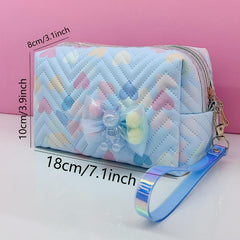 Resin Doll Decor Makeup Bag Waterproof PU Square Zipper Makeup Pouch
