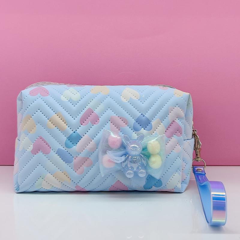 Resin Doll Decor Makeup Bag Waterproof PU Square Zipper Makeup Pouch