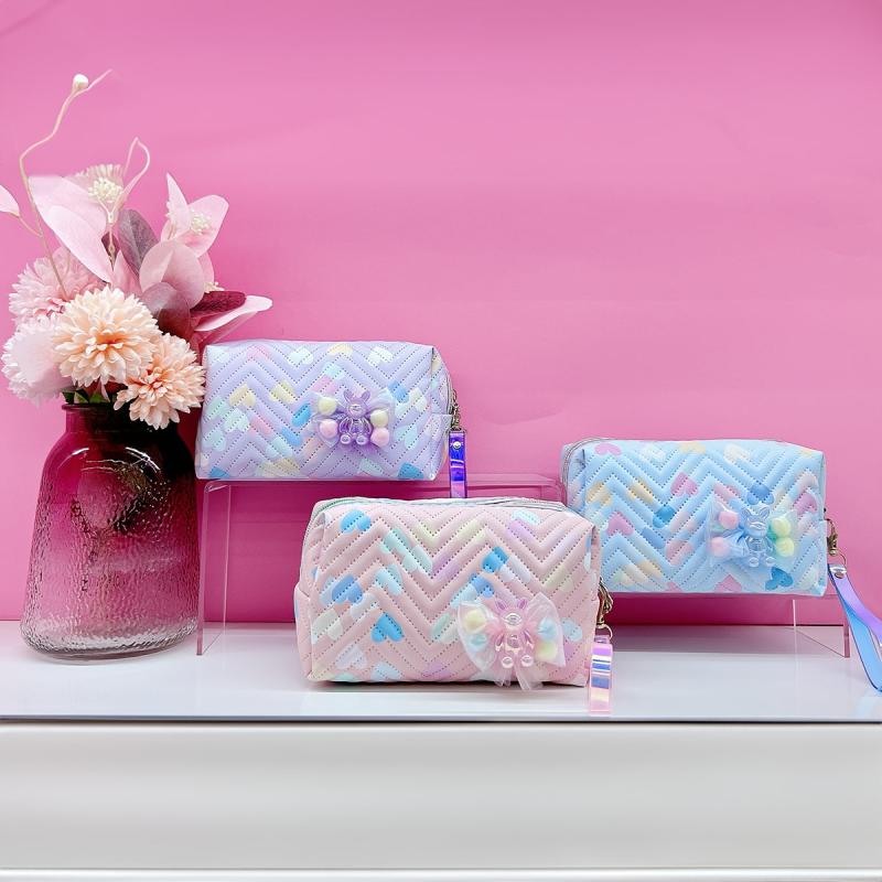 Resin Doll Decor Makeup Bag Waterproof PU Square Zipper Makeup Pouch