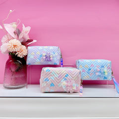 Resin Doll Decor Makeup Bag Waterproof PU Square Zipper Makeup Pouch