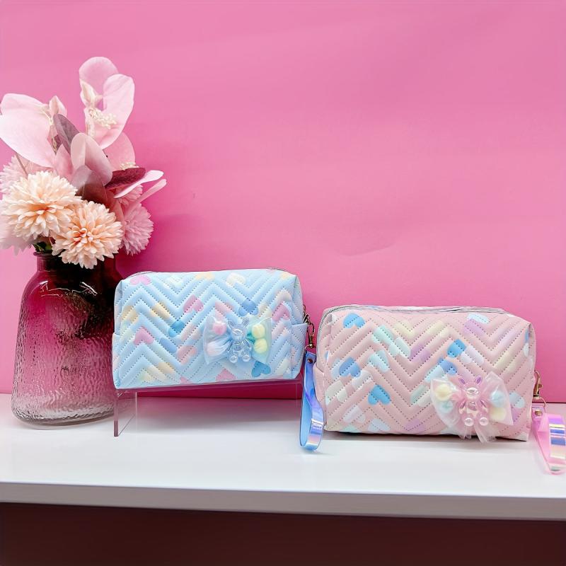 Resin Doll Decor Makeup Bag Waterproof PU Square Zipper Makeup Pouch