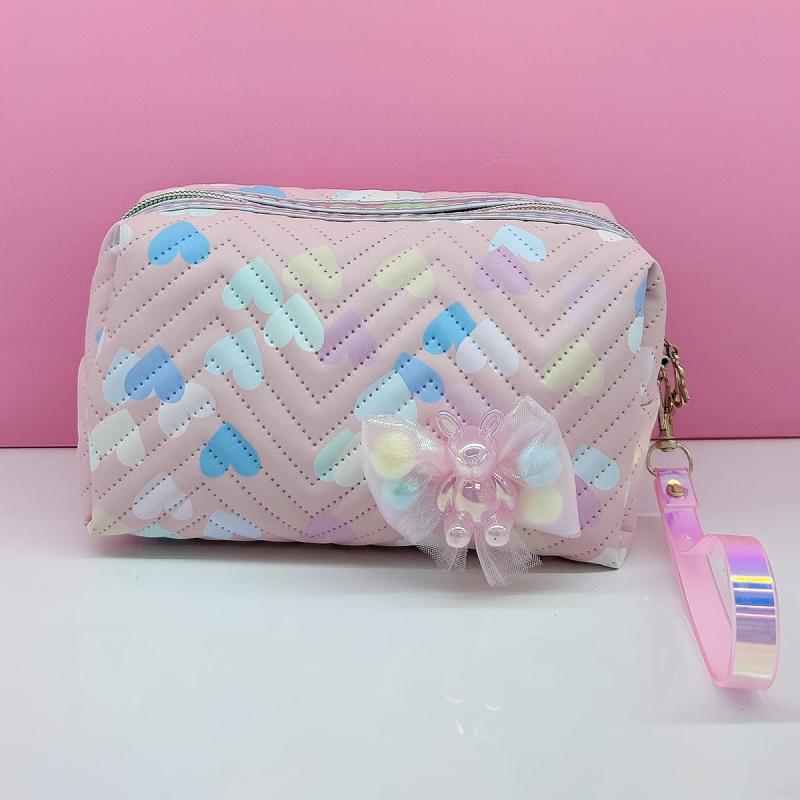 Resin Doll Decor Makeup Bag Waterproof PU Square Zipper Makeup Pouch
