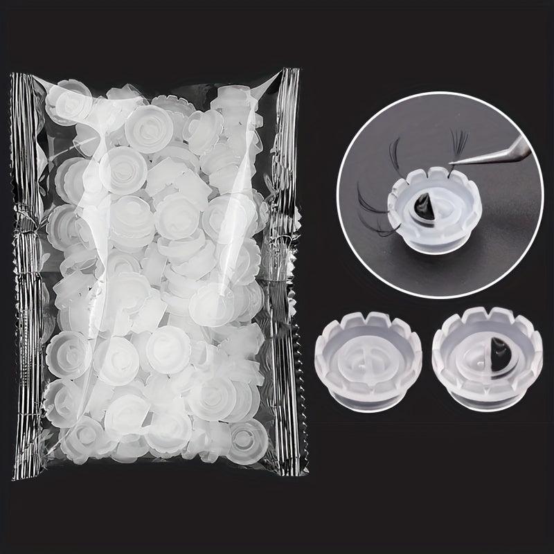 100pcs Eyelash Glue Holder Grafting Eyelashes Blossom Cup Ring