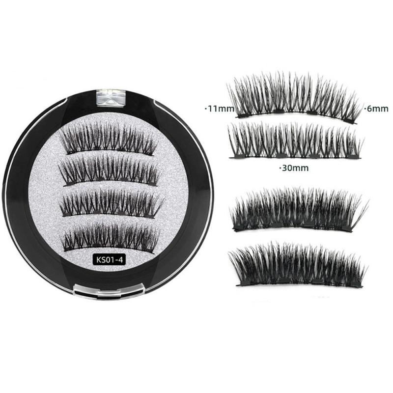 4 Magnetic False Eyelashes Natural 3D Makeup Eyelash Tools