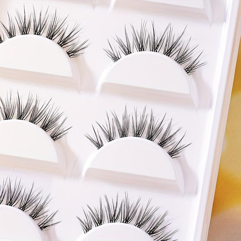5 Pairs Natural Look Fishtail False Lashes - Add Volume and Enhance Your Look