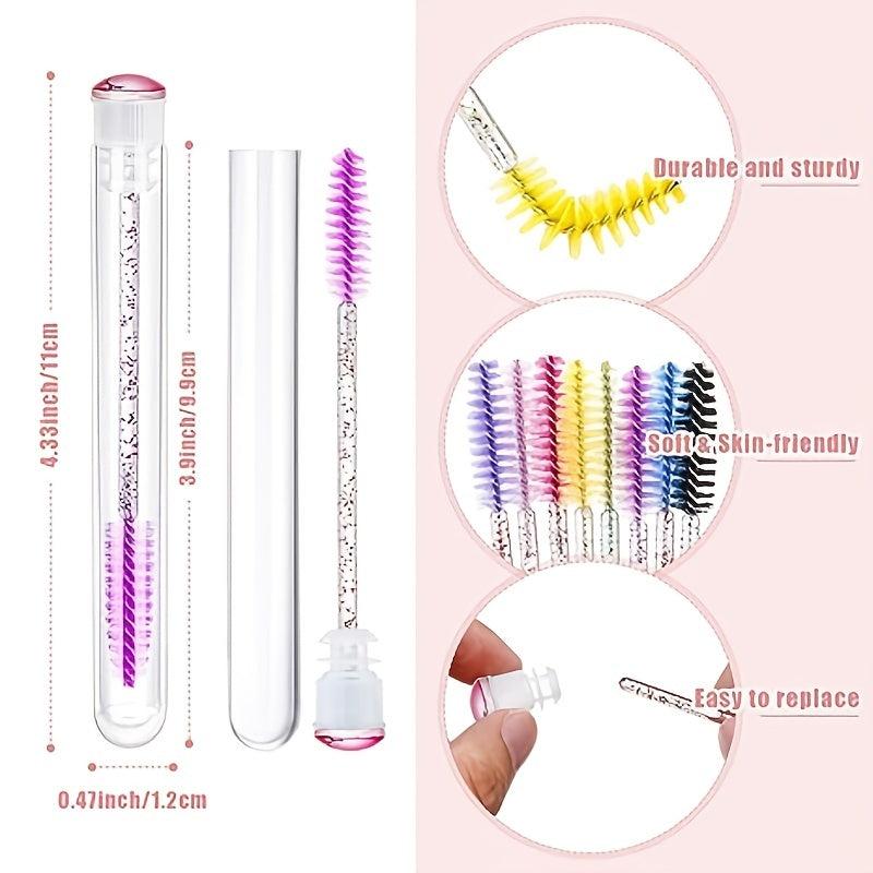 113pcs Eyelash Wand Set: 80 Mascara Wands, 30 Reusable Tubes, 3 Makeup Sponges