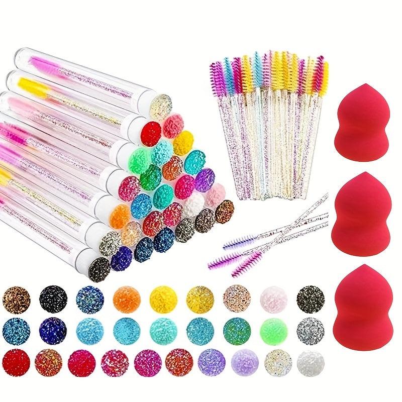 113pcs Eyelash Wand Set: 80 Mascara Wands, 30 Reusable Tubes, 3 Makeup Sponges