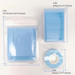 Eyelashes Extension Set 400pcs Lash Extension Glue Wipes 100pcs Micro Applicator
