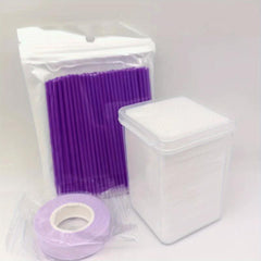 Eyelashes Extension Set 400pcs Lash Extension Glue Wipes 100pcs Micro Applicator