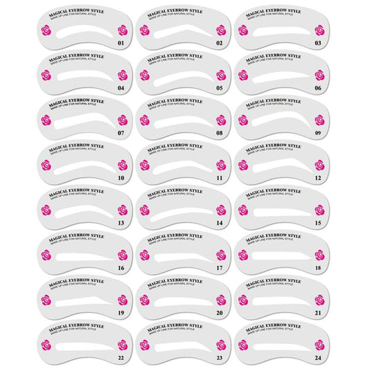 24 Eyebrow Shaping Stencils Kit for Women - Beauty Modeling, Makeup Application