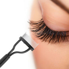 Portable Metal Eyelash Curler w/ Foldable Brush for Makeup Curl & Beauty