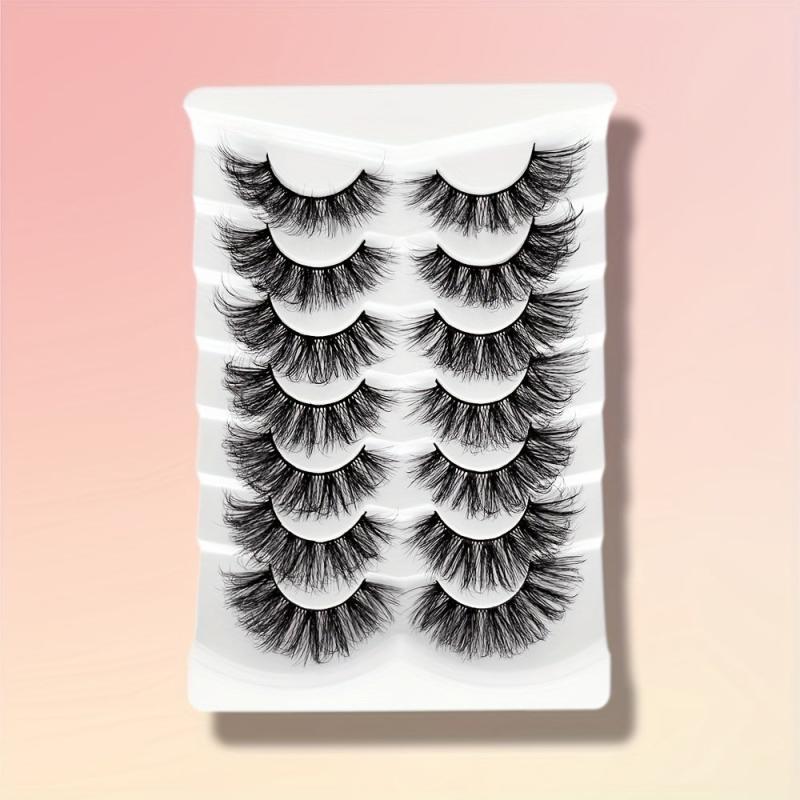 7 Pairs 3D Silk False Eyelashes Thick Curling Lashes Extension 16 18mm