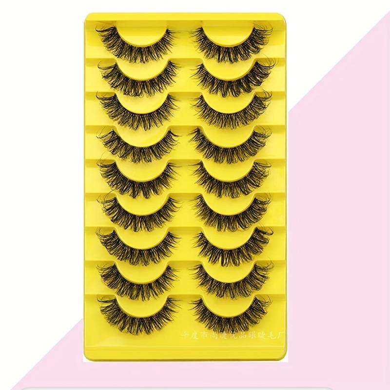 10 Pairs Faux Mink False Eyelashes Fluffy Messy Curly Makeup Lashes