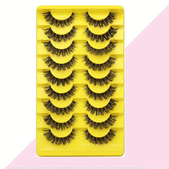 10 Pairs Faux Mink False Eyelashes Fluffy Messy Curly Makeup Lashes