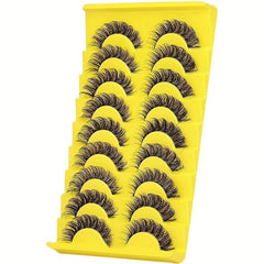 10 Pairs Faux Mink False Eyelashes Fluffy Messy Curly Makeup Lashes