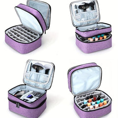Travel Essential Oil Case Double Layer Makeup Organizer Zippered Large Capacity
