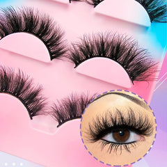 3 Pairs Reusable Fluffy 3D Faux Mink False Eyelashes Thick Long Lasting