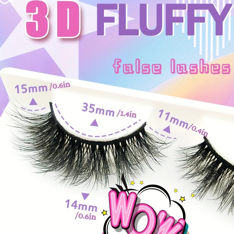 3 Pairs Reusable Fluffy 3D Faux Mink False Eyelashes Thick Long Lasting