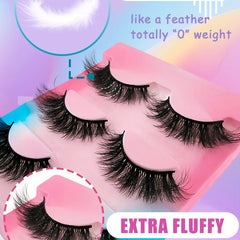 3 Pairs Reusable Fluffy 3D Faux Mink False Eyelashes Thick Long Lasting