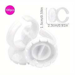 100PCS Glue Rings For Eyelash Extensions Round & Heart Shape Blossom Glue Cups