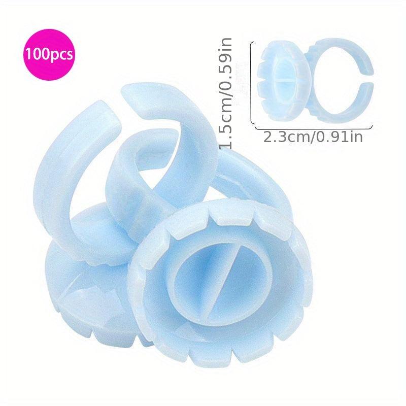 100PCS Glue Rings For Eyelash Extensions Round & Heart Shape Blossom Glue Cups